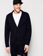Asos Knitted Jacket In Navy - Navy