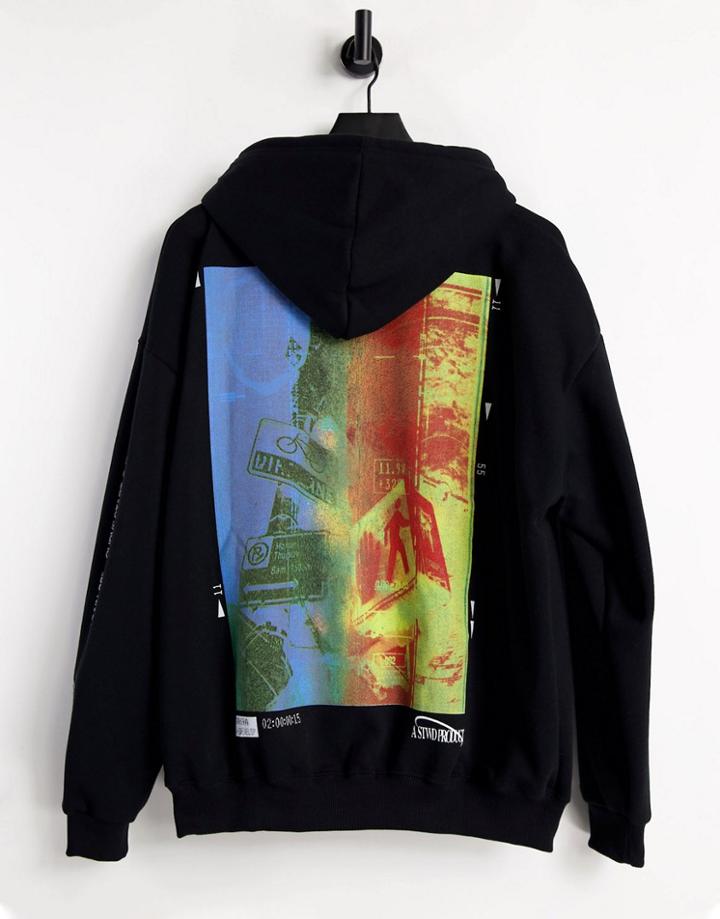 Pull & Bear Hoodie With Xxxtentacion Print In Blue-black
