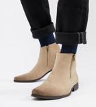 Asos Design Chelsea Boots In Stone Faux Suede With Zips - Stone