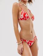 Rip Curl Surfers Paradise Mix And Match Reversible Skimpy Tie Side Bikini Bottom In Tropical Print-red