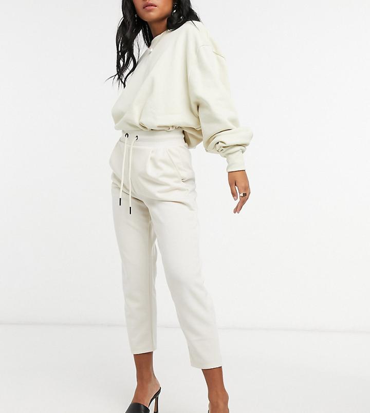 River Island Petite Branded Peg Sweatpants In Beige-neutral