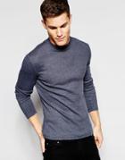 Asos Rib Extreme Muscle Long Sleeve T-shirt With Turtleneck In Navy - Navy