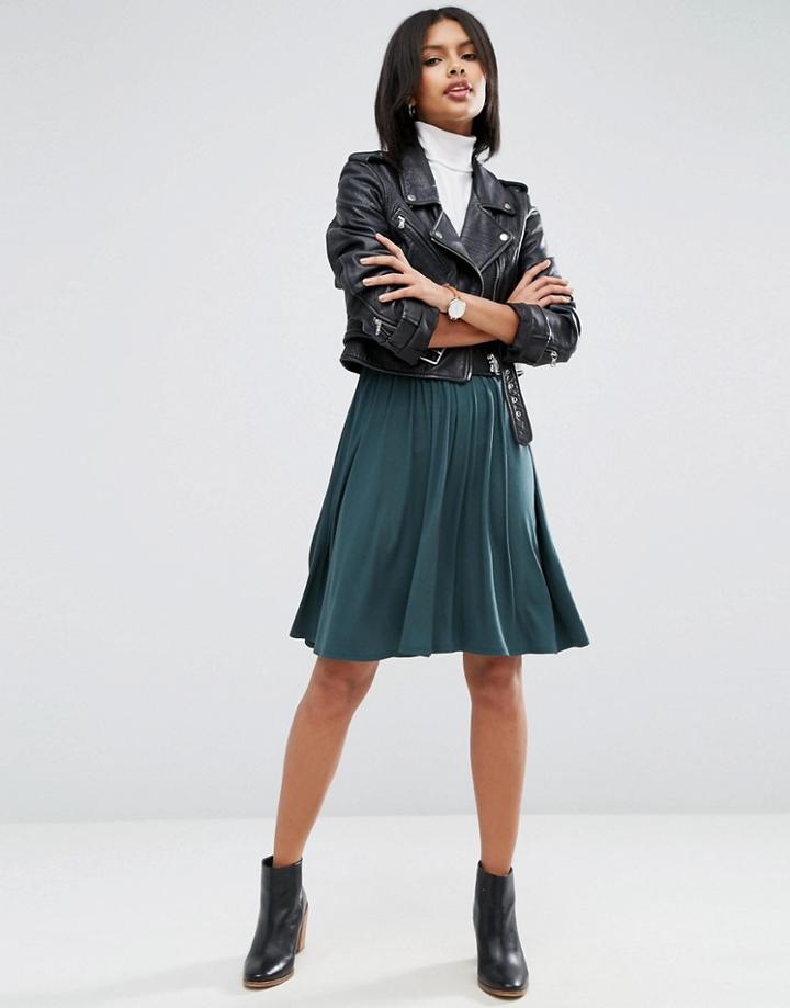 Asos Midi Skater Skirt In Jersey - Green