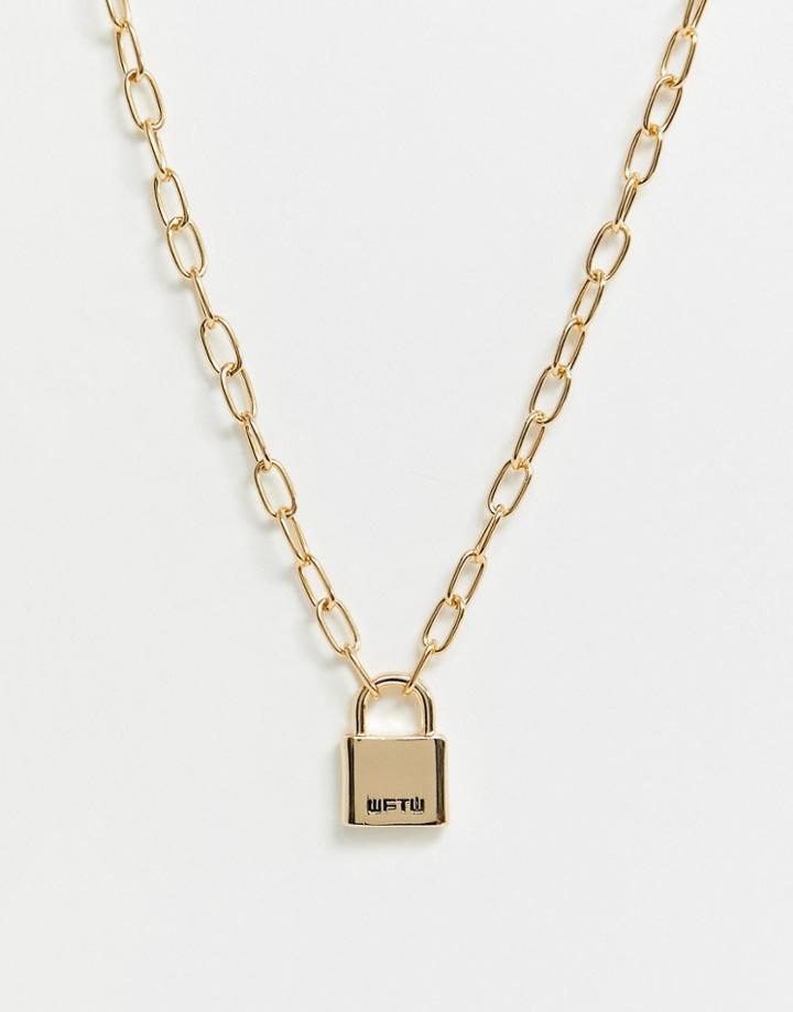 Wftw Padlock Necklace In Gold - Gold