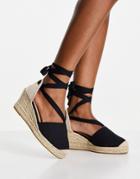 Lipsy Tie Leg Espadrille Wedges In Black