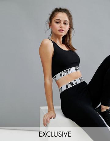 Twerk Out Work It Crop Top With Taping - Black