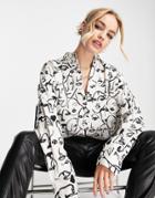 In Wear Faces Line Drawing Printed Pauline Shirt-white