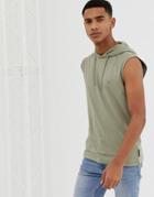 French Connection Sleeveless Hoodie-green