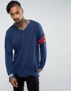 Diesel K-kurty Distressed Knitted Sweater - Navy