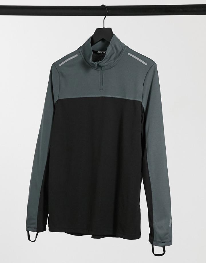 Asos 4505 Running Long Sleeve T-shirt With Contrast Panels And 1/4 Zip-black