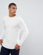 Selected Homme Knitted Sweater In Textured 100% Organic Cotton - Cream