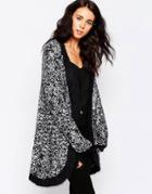 Ichi Animal Print Longline Cardigan - Multi
