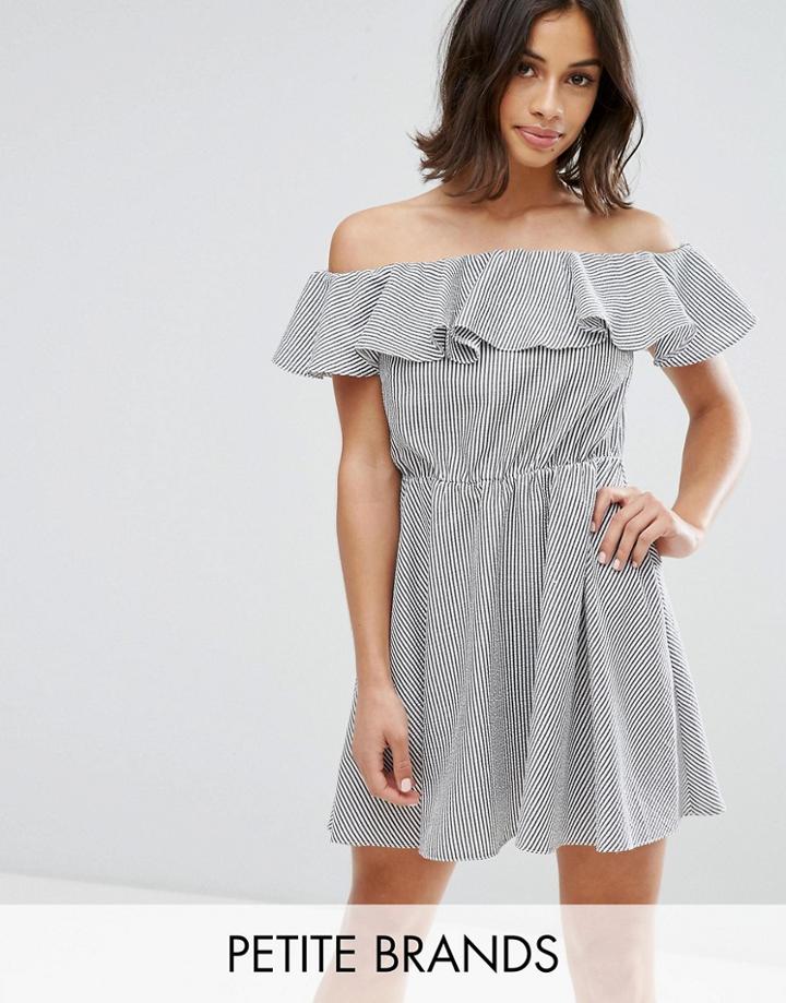Miss Selfridge Petite Bardot Ruffle Mini Dress - Multi