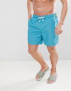 Original Penguin Swim Shorts Slim Fit Small Logo In Teal Blue - Blue