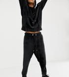 Asos Design X Laquan Smith Tapered Velour Jogger With Side Zips - Black