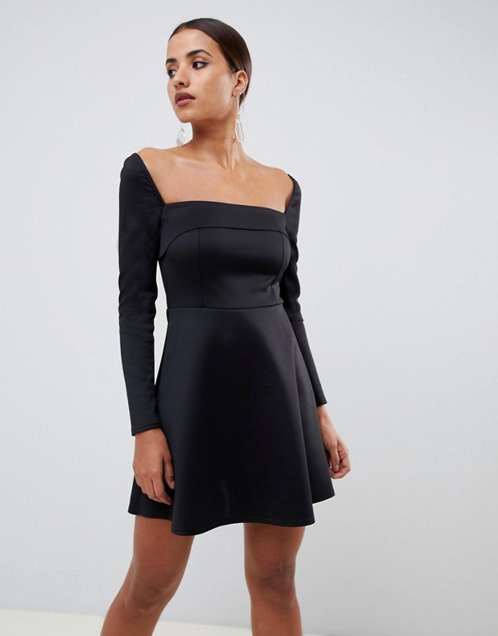 Asos Design Square Neck Mini Prom Dress-black