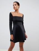 Asos Design Square Neck Mini Prom Dress-black