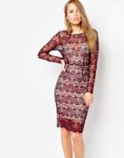 Body Frock Lisa Scuplting Lace Bodycon Dress - Burgundy