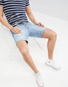 Jack & Jones Denim Shorts With Rip Detail - Blue