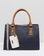 Dune Deedee Large Tote Bag With Color Block Handle - Navy