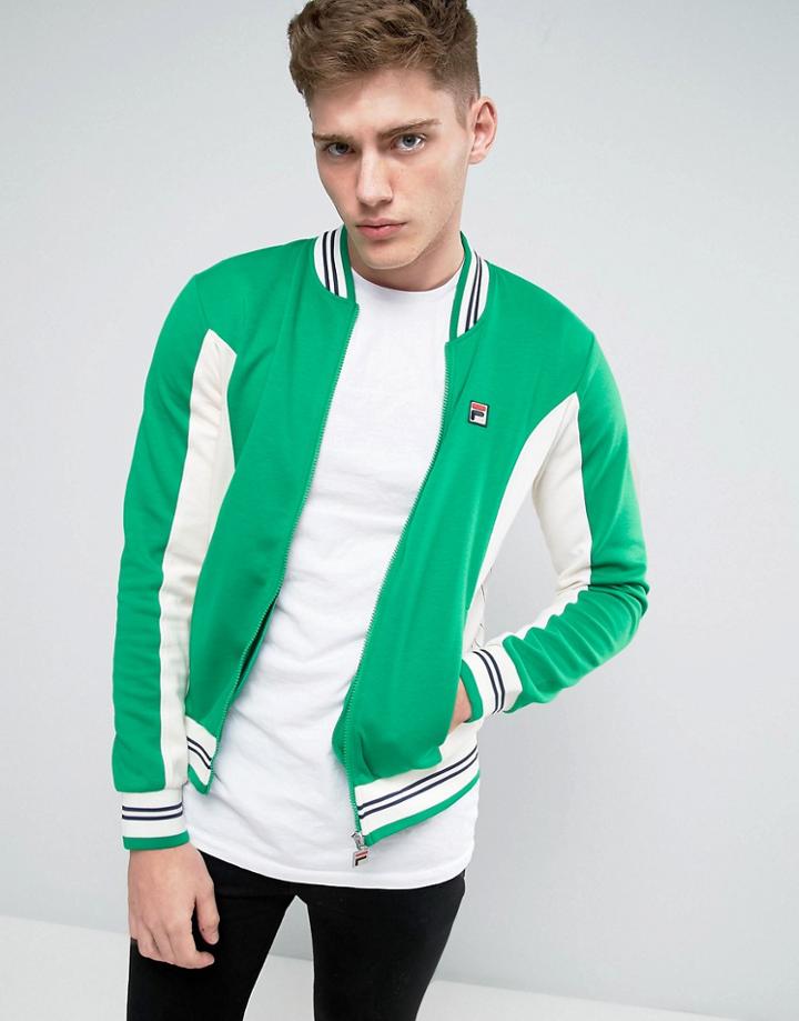 Fila Vintage Track Jacket With Baseball Collar - Green