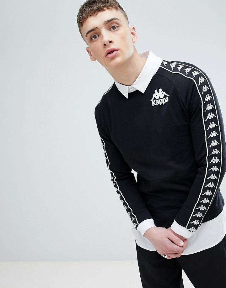 Kappa Long Sleeve T-shirt With Banda Taping In Black - Black