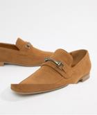 Asos Design Vegan Friendly Loafers In Tan Faux Suede With Snaffle Detail - Tan