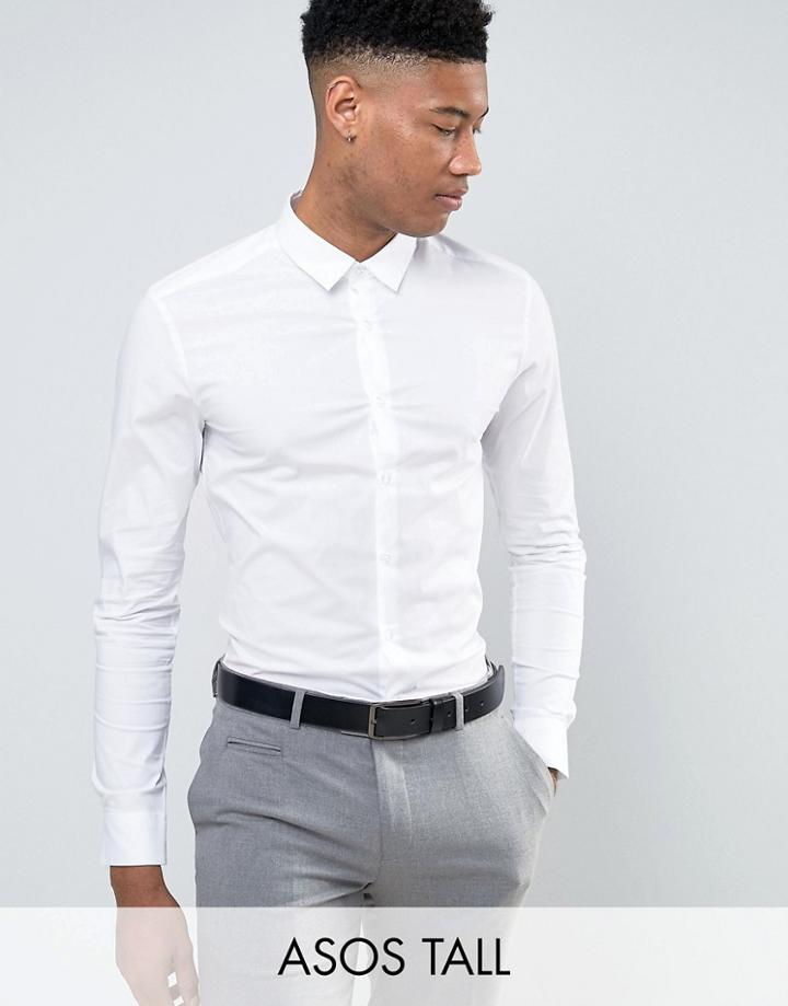 Asos Tall Skinny Shirt In White - White