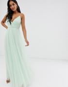 Asos Design Cami Pleated Tulle Maxi Dress-multi