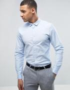 Asos Smart Slim Oxford Shirt With Stretch In Blue - Blue