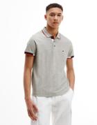 Tommy Hilfiger Collar And Cuff Logo Slim Fit Polo In Gray