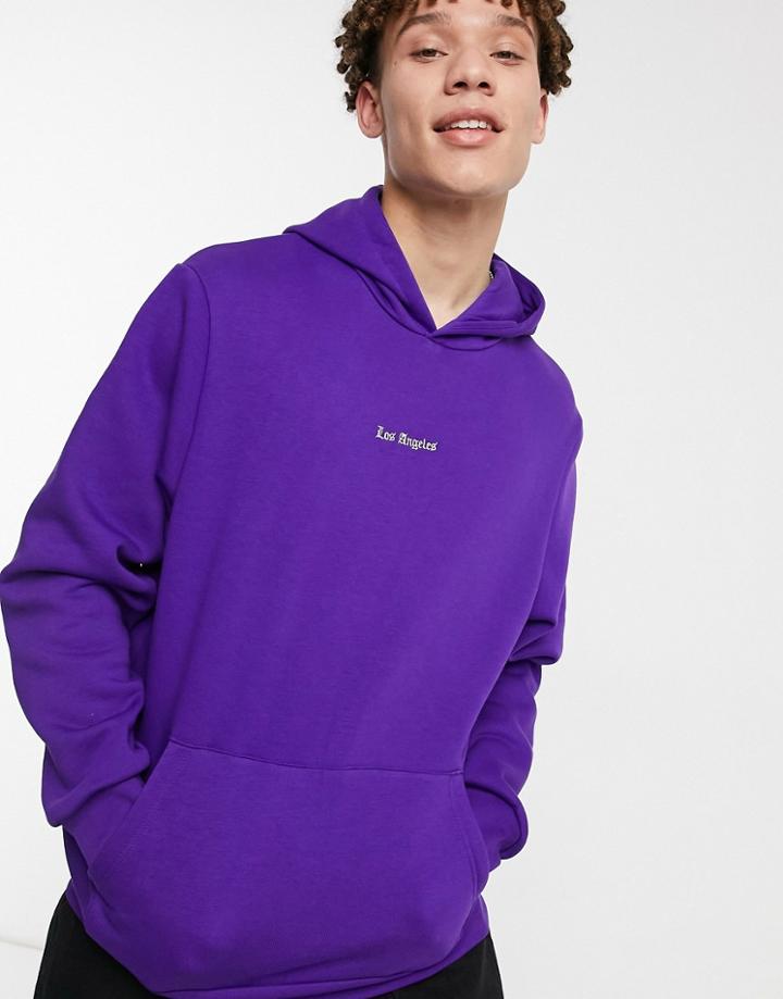 River Island La Print Hoodie In Purple