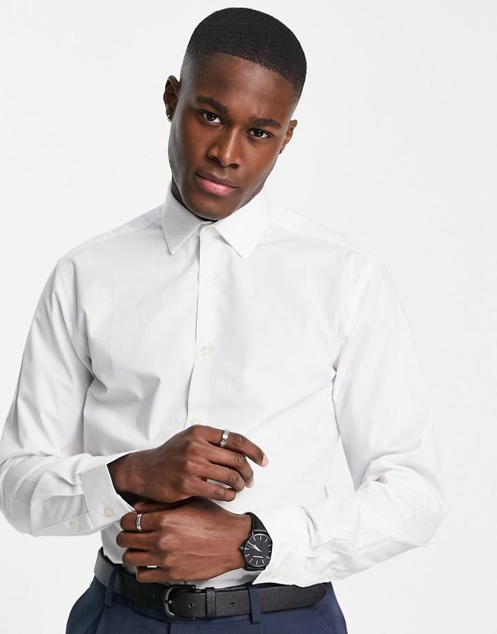 French Connection Slim Fit Plain Poplin Slim Fit Shirt-white