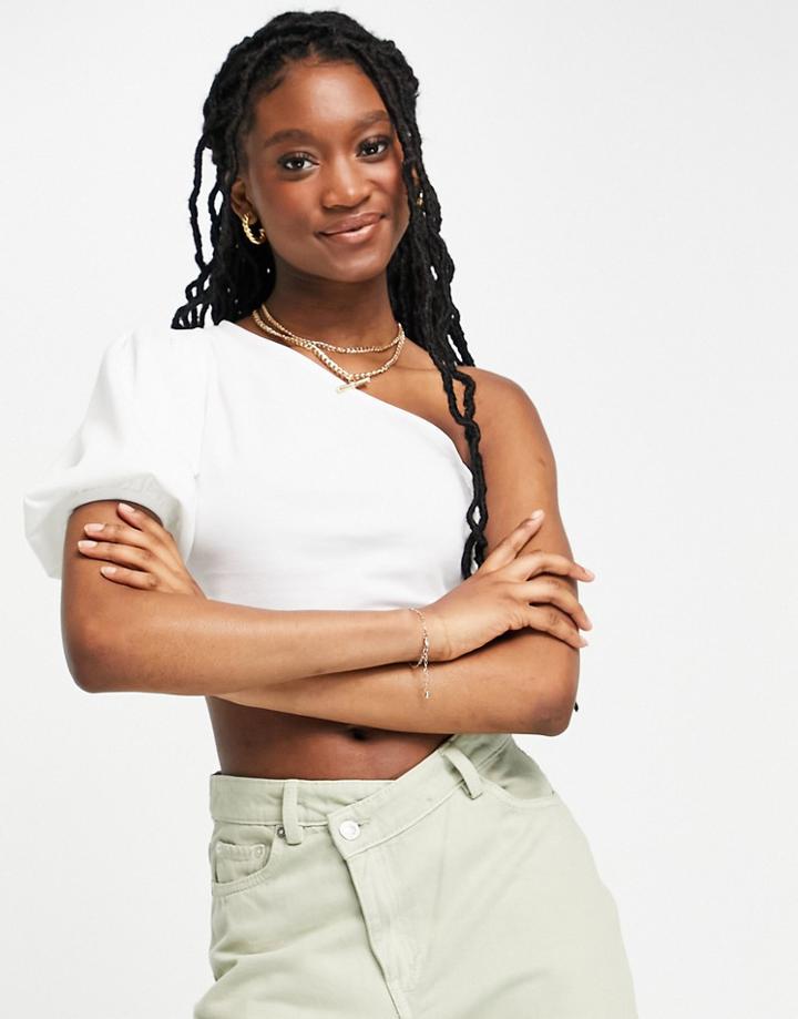 Miss Selfridge Gathered One Shoulder Top-white