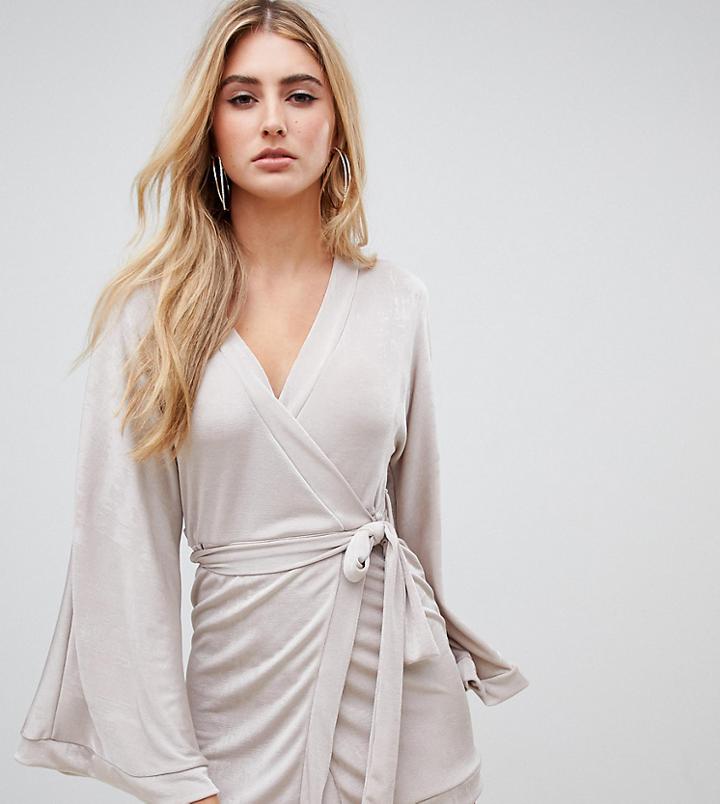 Missguided Slinky Plunge Neck Midi Dress In Silver - Silver
