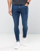 Asos Extreme Super Skinny Jeans In Dark Wash - Blue
