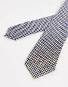 Asos Design Recycled Slim Tie With Houndstooth Design And Color Flecks In Black And White-multi