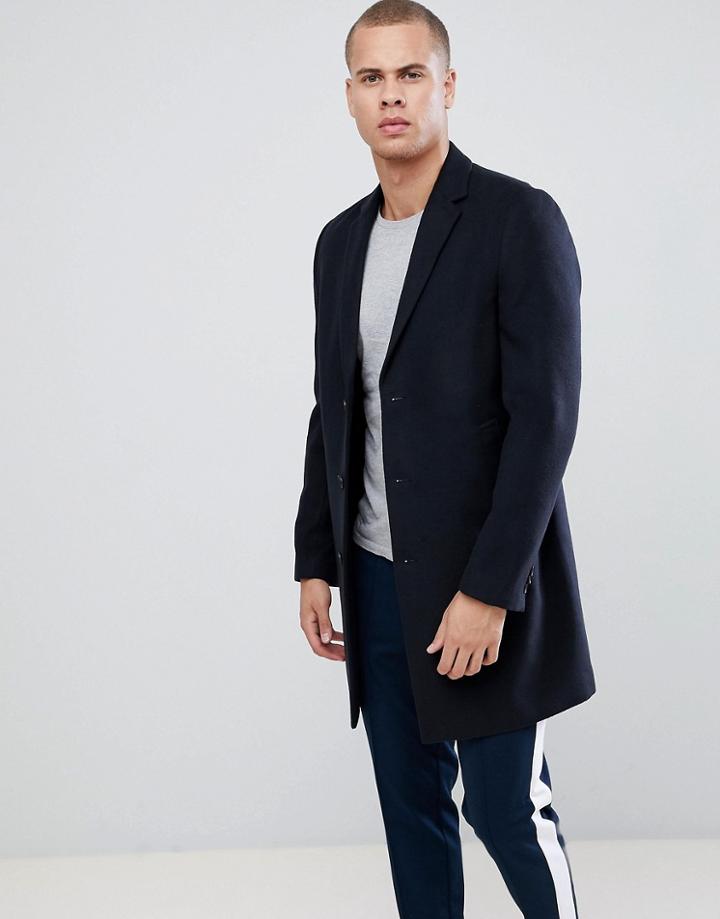 New Look Over Coat In Navy - Navy