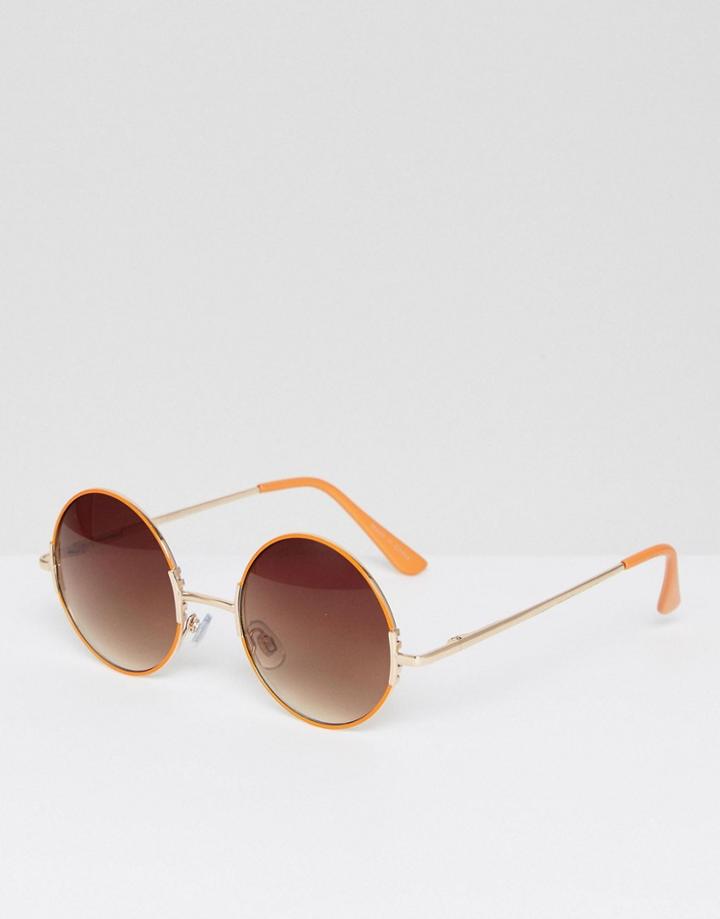 Pieces Round Sunglasses - Orange
