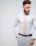 Asos Skinny Shirt In Gray With Pink Textured Tie Save - Gray