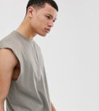 Asos Design Tall Oversized Longline Sleeveless T-shirt In Beige