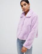 Jayley Faux Fur Cropped Jacket - Purple