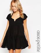 Asos Petite Tiered Smock Beach Dress - Black