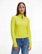 Tommy Jeans Half Zip Top In Lime-green