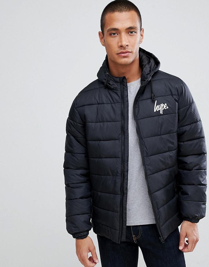 Hype Logo Puffer Jacket - Black