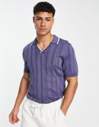 New Look Ribbed Notch Neck Polo In Navy