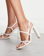 Raid Adriel Strappy Heeled Sandals In White Croc