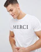 Asos Design Muscle T-shirt With Merci Print - White