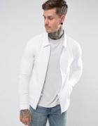 Asos Muscle Fit Jersey Harrington Jacket In White - White