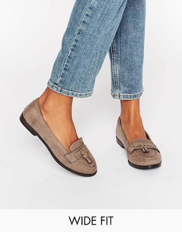 New Look Wide Fit Suedette Loafer - Brown